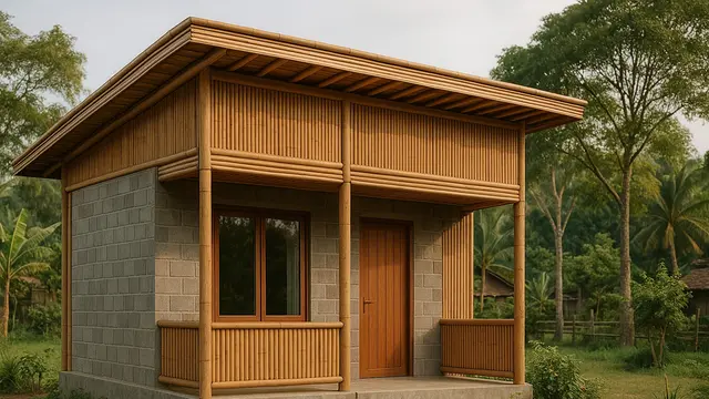Model Rumah Kecil tapi Cantik dari Bambu dan Batako di Desa