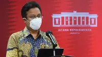 Menteri Kesehatan RI Budi Gunadi Sadikin memberikan keterangan pers mengenai Perkembangan PPKM, Senin (15/11/2021) di Kantor Presiden, Jakarta. (Dok Humas Sekretariat Kabinet RI)