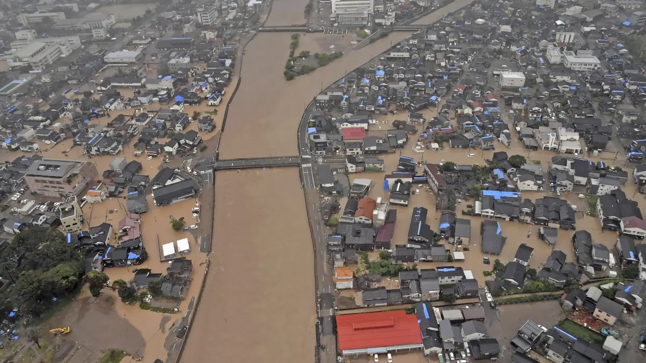 Banjir di Iwajima, Jepang. (AP)