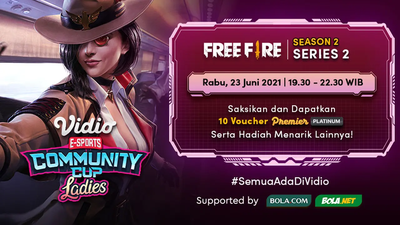 Link Live Streaming Vidio Community Cup Ladies di Vidio Free Fire Series 2 Rabu 23 Juni