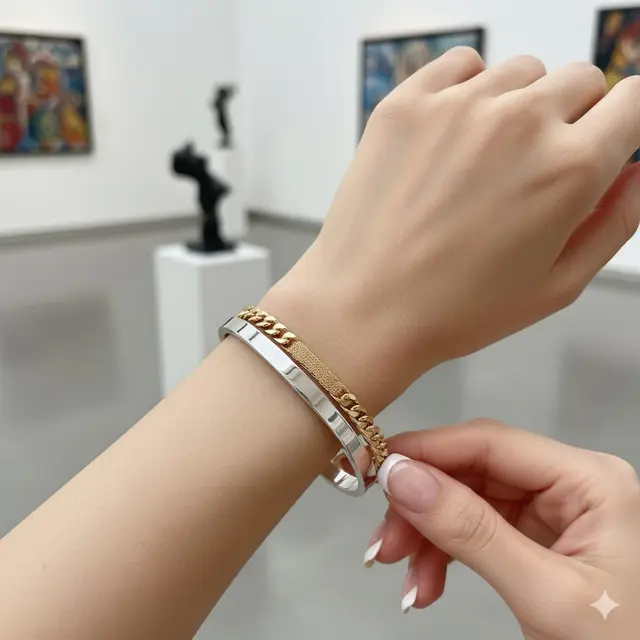 Gelang Minimalis dengan Polished & Matte Finish