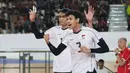 Selebrasi Boy Arnez ketika Timnas Voli Putra Indonesia melawan Vietnam di laga lanjutan leg 2 SEA V League 2025 di Jakarta International Velodrome, Jakarta, Indonesia, Kamis (17/07/2025) malam WIB.