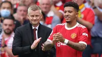 Sancho diberikan kesempatan bermain oleh Ole Gunnar Solskjaer untuk menggantikan Daniel James pada menit ke-75. (Foto: AFP/Adrian Dennis)