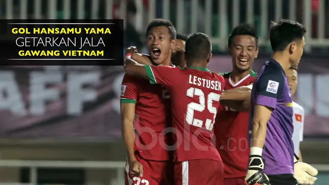 Gol Hansamu Yama Getarkan Jala Gawang Vietnam di Piala AFF 2016