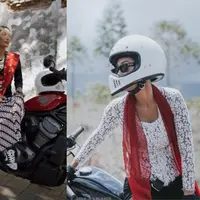 Melihat gaya Erika Carlina naik motor pakai kebaya (@eri.carl)