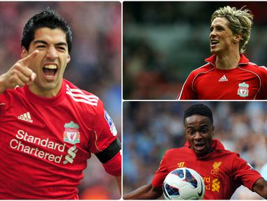 Luiz Suarez menjadi salah satu penjualan pemain termahal yang pernah dilakukan Liverpool. Selain Suarez, ada beberapa pemain lainnya yang pernah dijual Liverpool dengan harga tinggi. Berikut 5 penjualan pemain termahal Liverpool. (kolase foto AFP)
