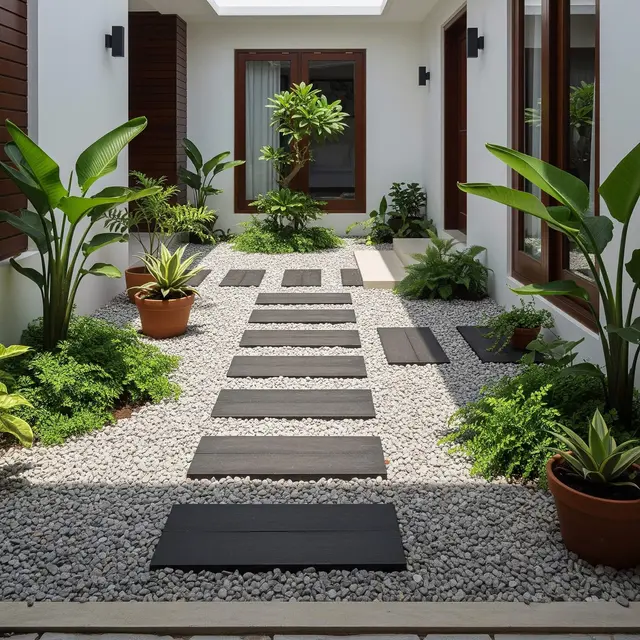 Desain Taman Kering yang Tetap Cantik Meski Jarang Disiram