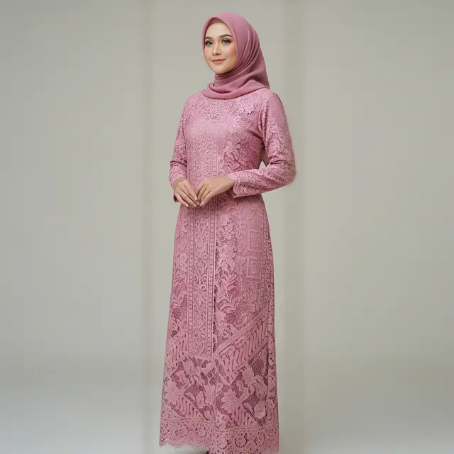 9 Model Gamis Batik Dusty Pink Brokat, Inspirasi Busana Ramadan 2026