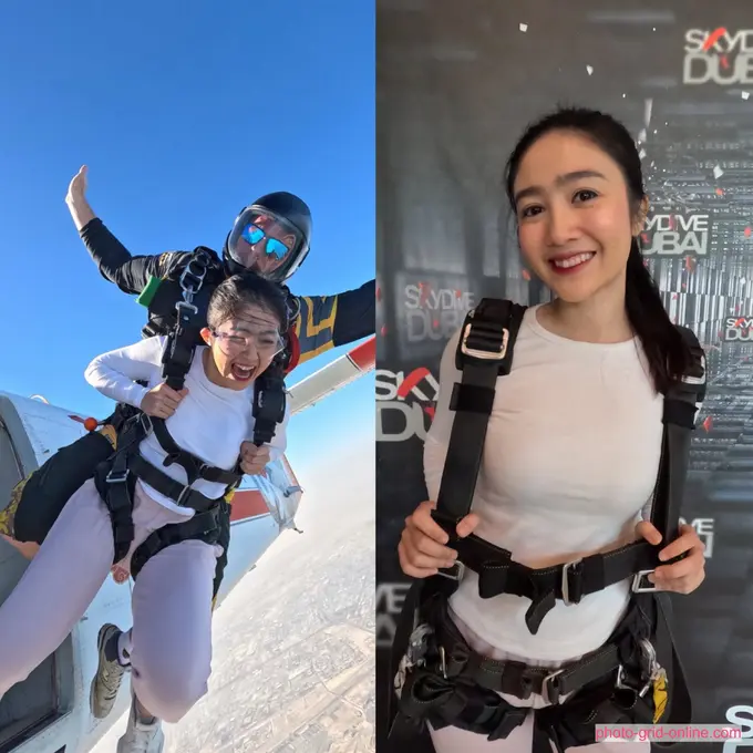 Potret Seru Febby Rastanty Jajal Skydiving di Dubai, Tetap Glowing di Ketinggian