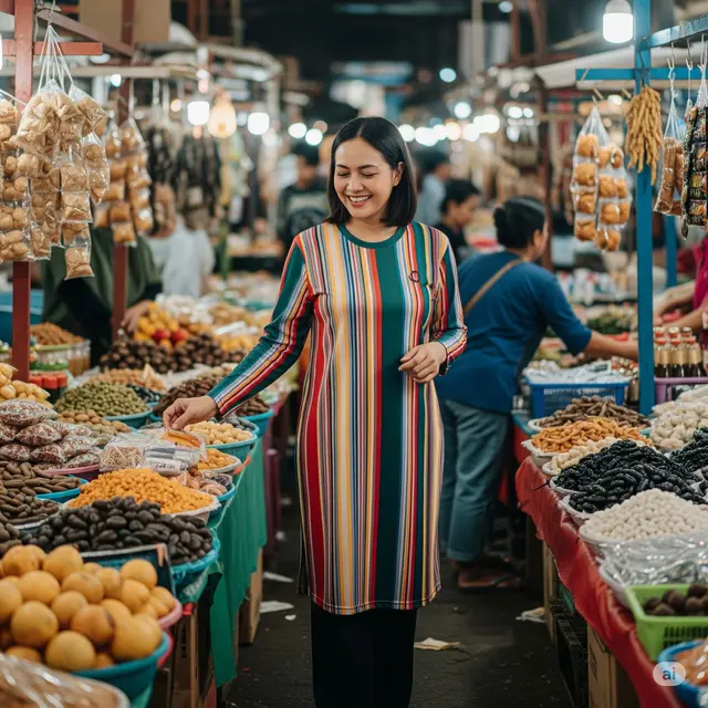 Inspirasi Outfit Ibu-Ibu ke Pasar yang Tidak Pasaran. Foto: Gemini