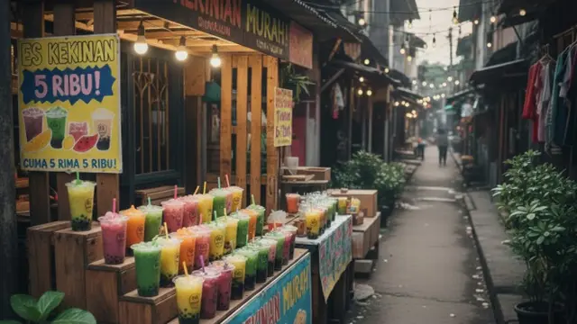 Ilustrasi Jualan Minuman Kekinian/Gemini AI