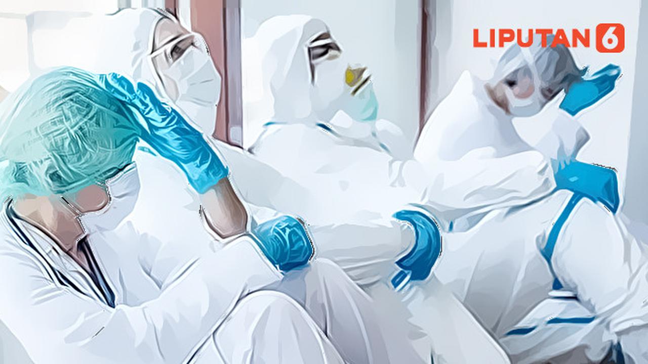 Ilustrasi para tenaga medis kelelahan perangi pandemi covid-19 (Liputan6.com / Abdillah)