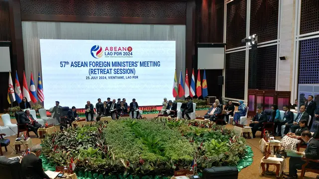 Rangkaian pertemuan menlu ASEAN (AMM/PMC) di Vientiane, Laos, Kamis (25/7/2024). (Dok. Kemlu RI)