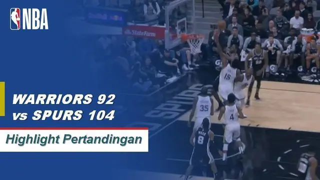 LaMarcus Aldridge mencetak double-double dengan 24 poin dan 18 rebound untuk memimpin Spurs menang 104-92 atas Warriors.