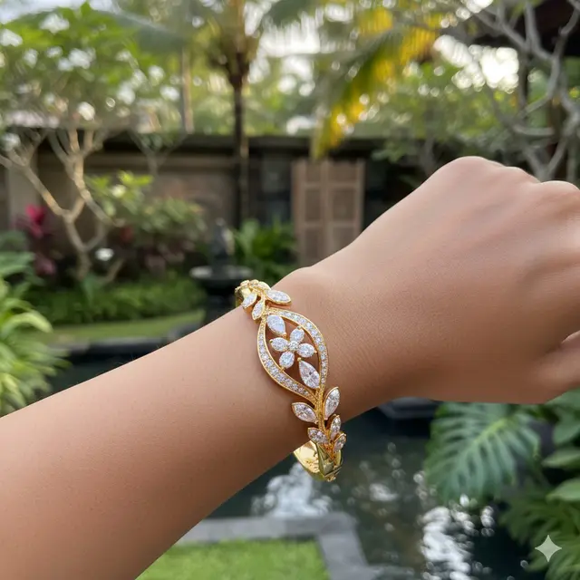Gelang Emas Kombinasi Berlian