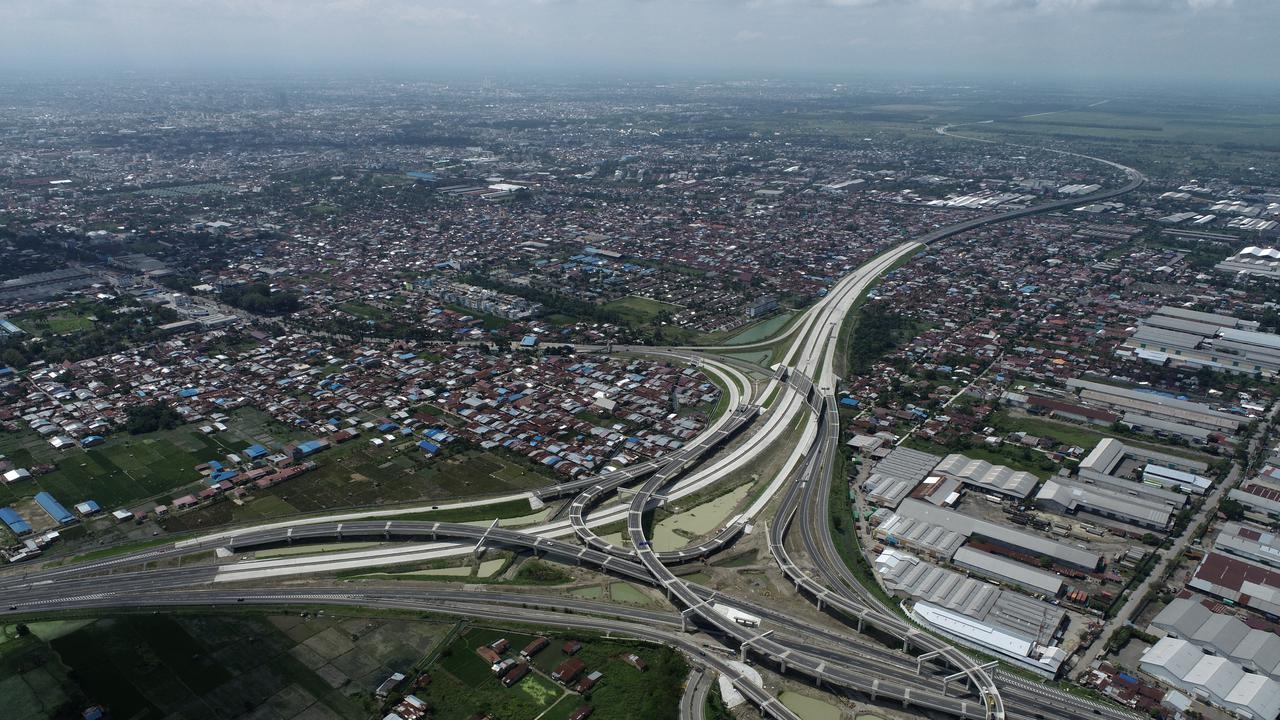 Tampilan udara Jalan Tol Medan–Binjai, salah satu proyek yang didukung oleh platform investasi INA. (Dok INA)