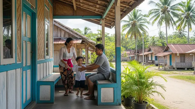 Rumah Kampung dengan Teras dan Bangku Permanen
