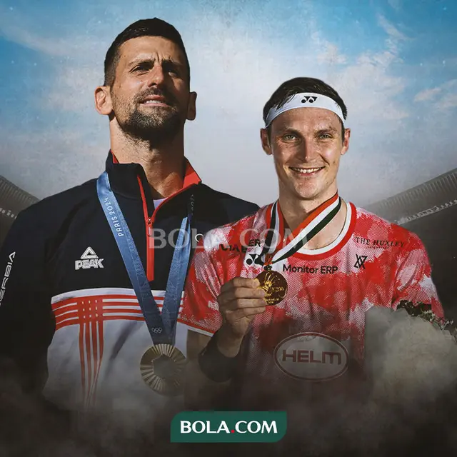 Ilustrasi - Novak Djokovic, Viktor Axelsen