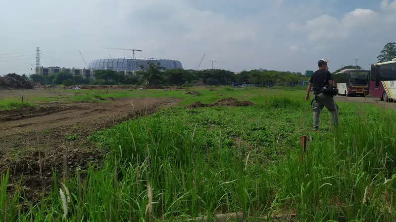Salah satu titik lokasi yang akan dijadikan jalur lintasan balap Formula E di Kawasan Ancol, Jakarta Utara. (Ika Defianti/Liputan6.com)
