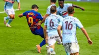 Penyerang Barcelona, Luis Suarez saat beraksi di kandang Celta Vigo. (Twitter Barcelon)