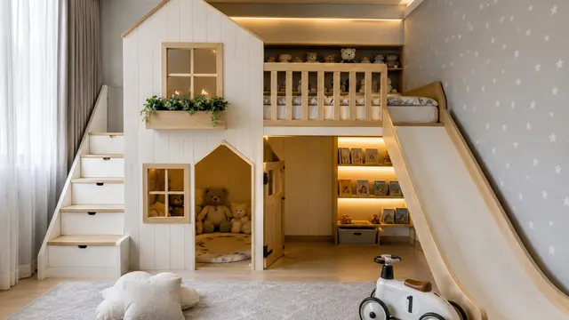 Inspirasi Kamar Anak dengan Perosotan di Dalamnya