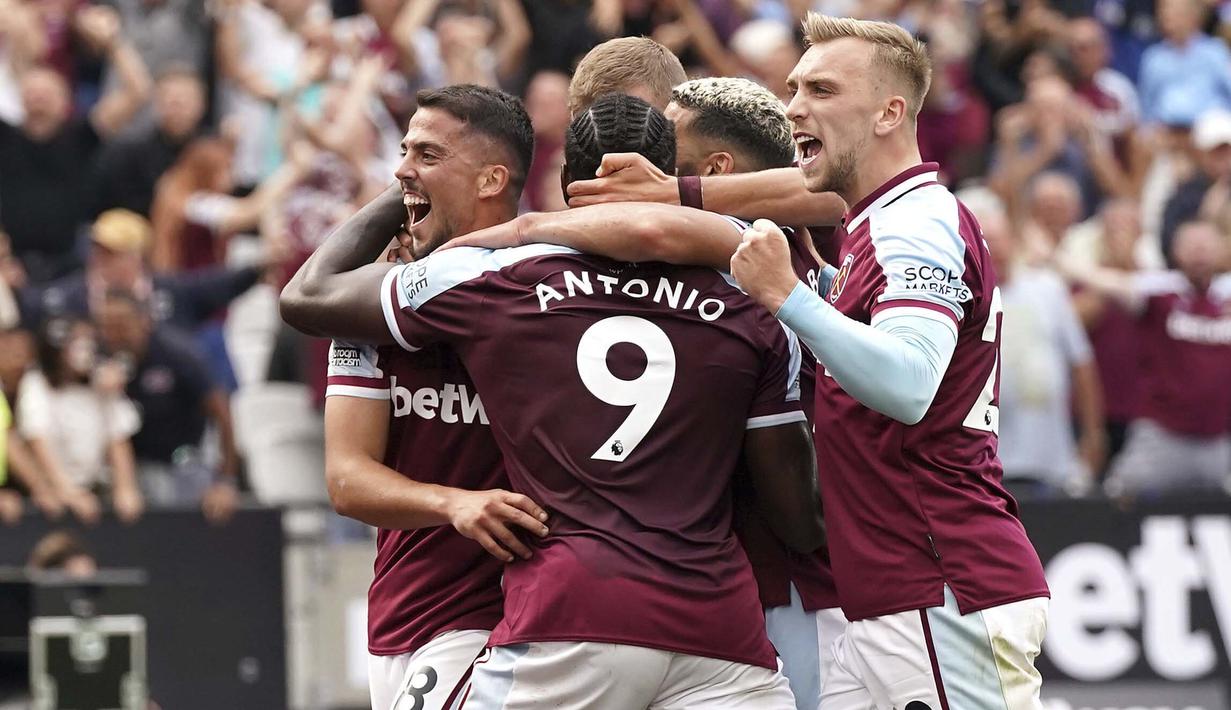 West Ham United telah mengemas 10 gol hingga pekan ketiga Liga Inggris musim ini. Dari 10 gol tercipta, Michail Antonio telah mencetak 4 gol disusul Said Benrahma dan Pablo Fornals masing-masing dengan 2 gol. (Foto: AP/PA/Jonathan Brady)