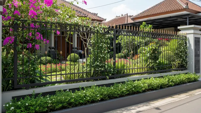 Desain Pagar Anti Panjat yang Tetap Elegan Tanpa Terlihat Seperti Benteng Model Kombinasi Besi dan Tanaman