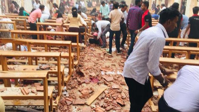 Gereja rusak parah pasca ledakan bom di Sri Lanka (Sumber: Twitter.com/Geeta_Mohan)