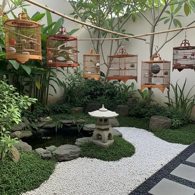 Taman Mini Belakang Rumah untuk Kandang Burung Kicau