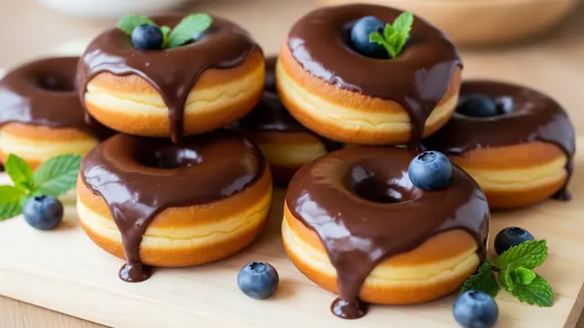 Donat Kentang dengan Topping Glaze Cokelat