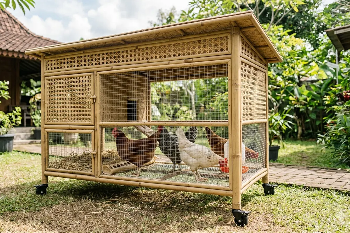 Desain Kandang Ayam Dinding Bambu Murah dan Sejuk. Gemini