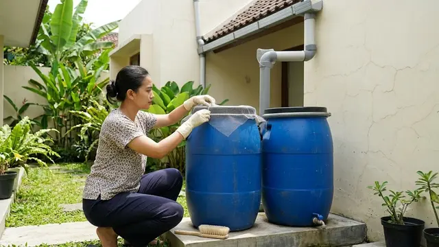 Ide Drum Plastik Bekas Jadi Bak Penampung Air Hujan