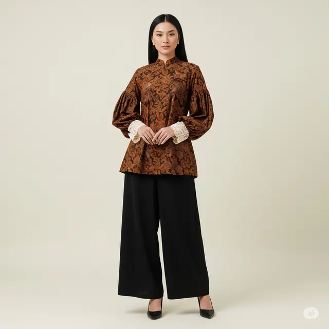 Model Batik Brokat Lengan Balon yang Memukau dan Elegan