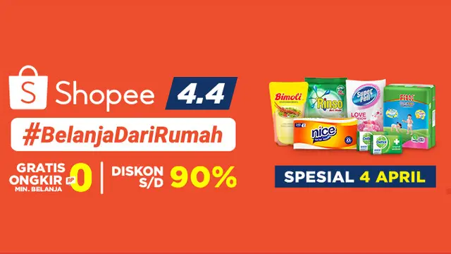 Shopee 4.4 #BelanjaDariRumah.