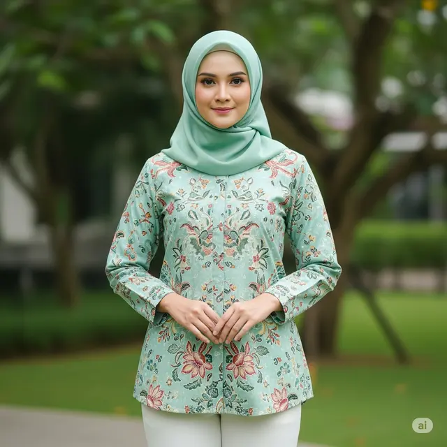 Inspirasi OOTD Floral Hijabers 2025. Foto: Gemini