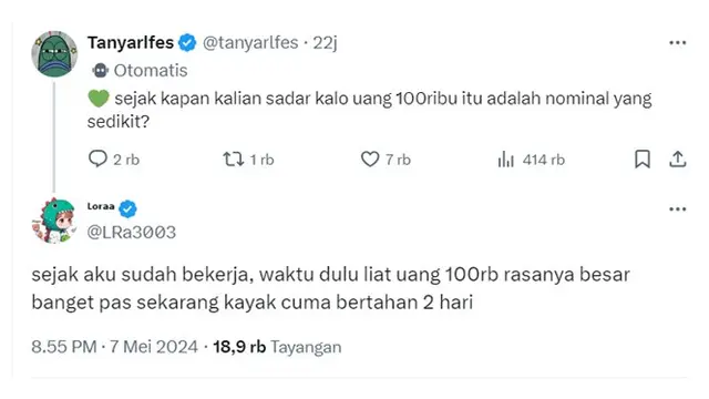 6 Cerita Netizen Merasa Uang Rp 100 Ribu Sedikit Ini Bikin Senyum Tipis