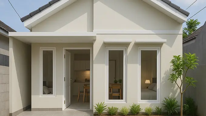 Rumah Sederhana 1 Lantai dengan 2 Kamar Tidur (Foto: Rizka Nur Laily via ChatGPT)