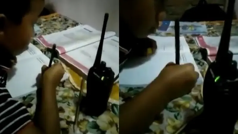 viral video murid belajar pakai HT