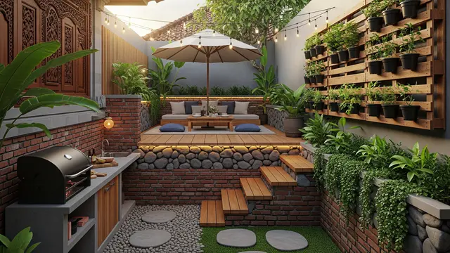 Model Halaman Belakang Rumah Kecil untuk Spot Barbeque dan Kumpul Seru/ Ilustrasi AI