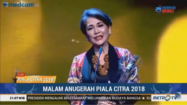 Widyawati dalam Piala Citra 2018 (YouTube/ Metro TV)