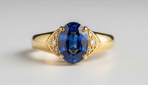 Model Cincin Emas dengan Batu Safir/AI