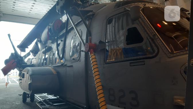 <p>CH 148 Cyclone Helicopter di kapal perang HMCS Winnipeg. Dok:Tommy Kurnia/</p>
