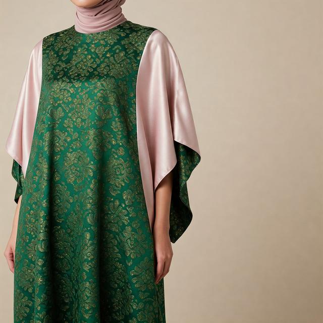 Model Gamis Brokat Kombinasi Satin