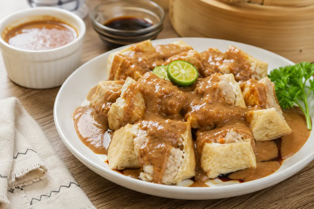 Siomay Tahu Kukus dengan Saus Kacang Kental (AI Generated)