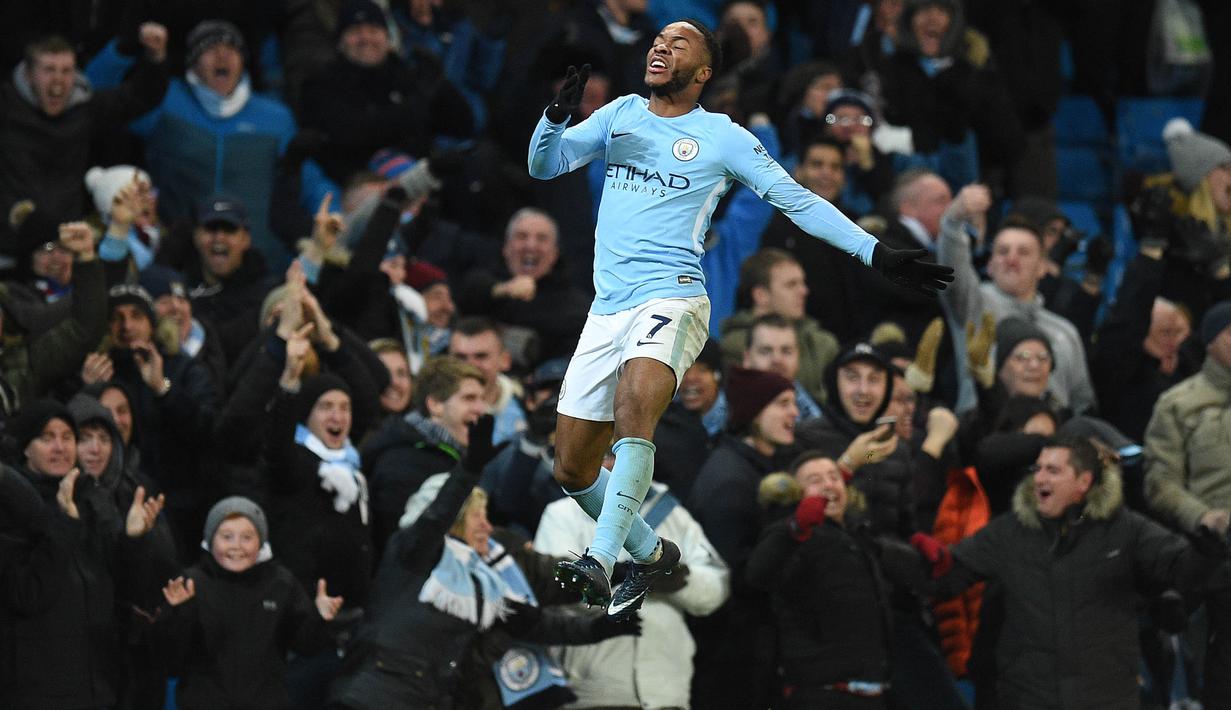 4. Raheem Sterling (Manchester City) - 9 Gol (1 Penalti). (AFP/Oli Scarff)