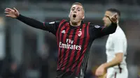 Gerard Deulofeu menjadi salah satu pemain andalan AC Milan di paruh kedua musim 2016/2017. (FILIPPO MONTEFORTE / AFP)