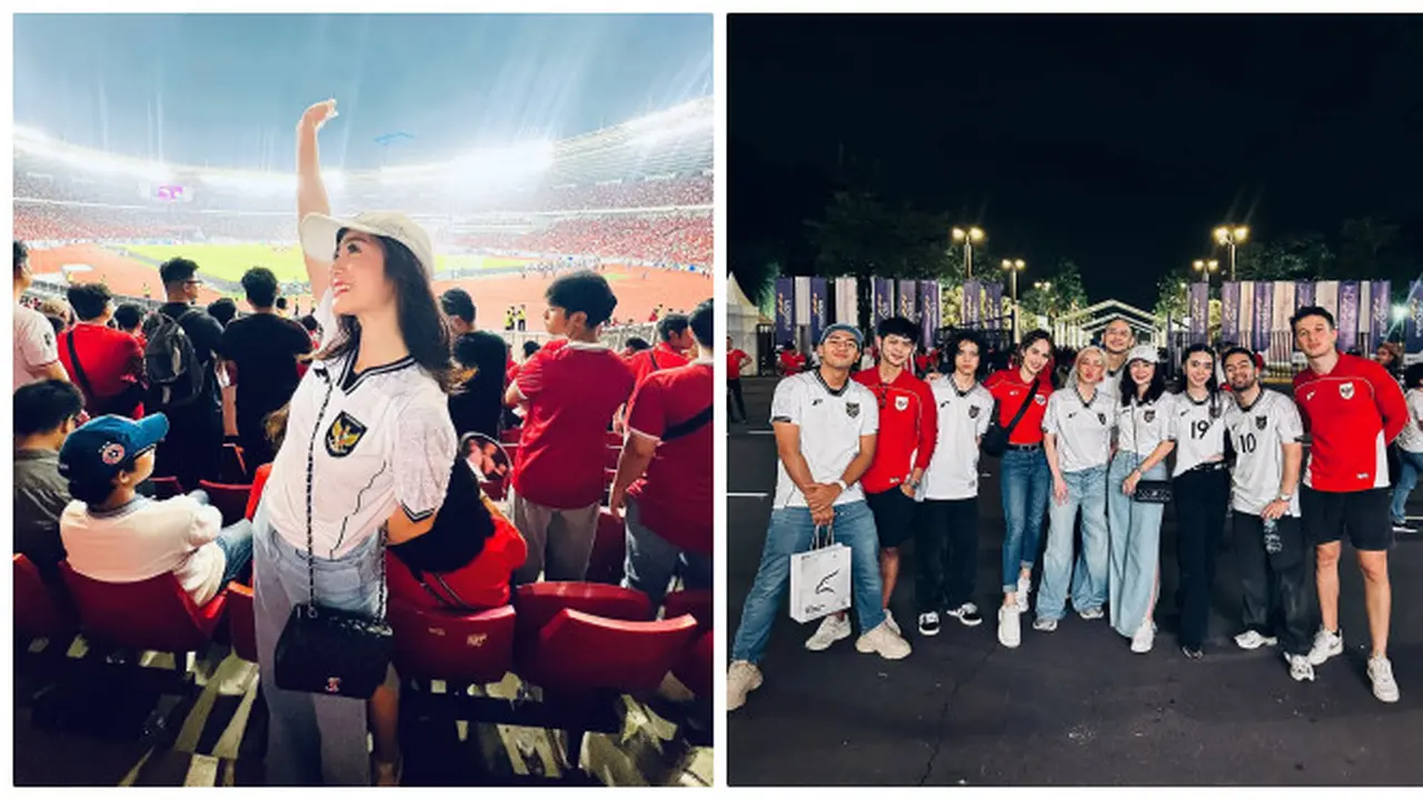 6 Potret Febby Rastanty Nonton Timnas Indonesia Bareng Teman Artis, Suami Sedang Bertugas
