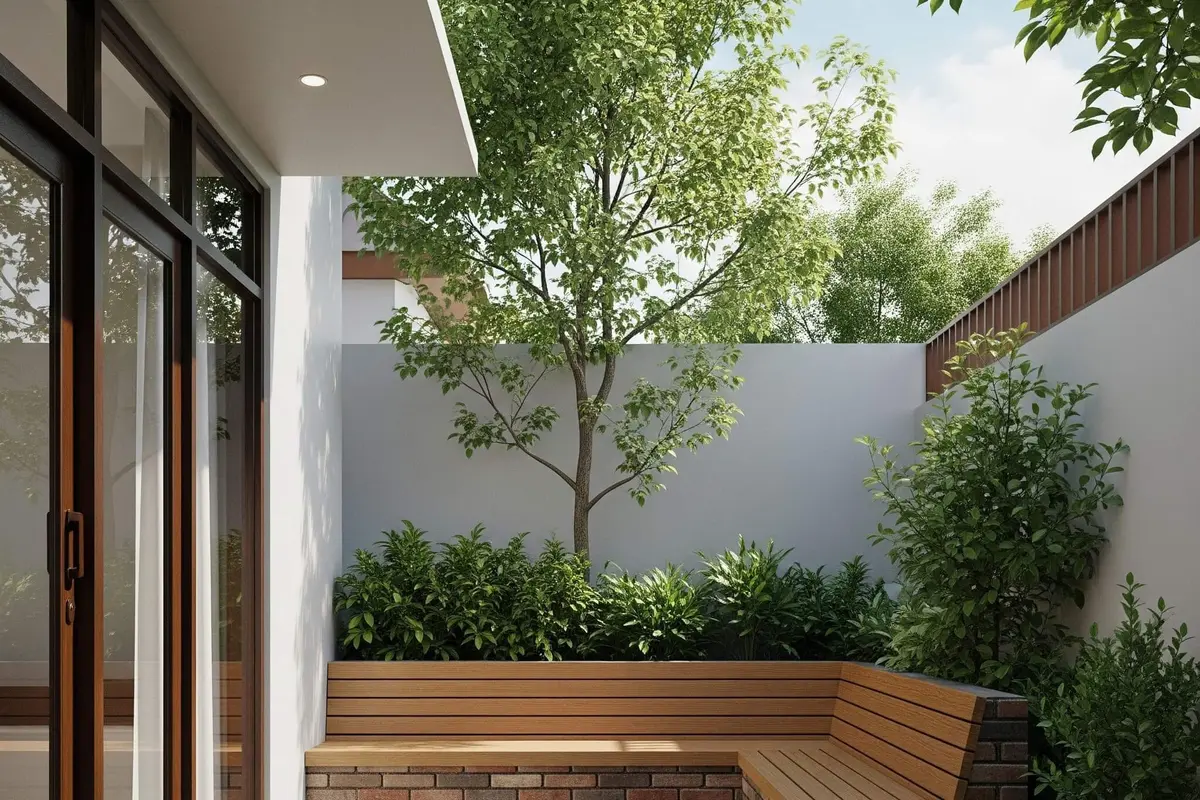 Desain Rumah Kecil Tropis dengan Taman Belakang