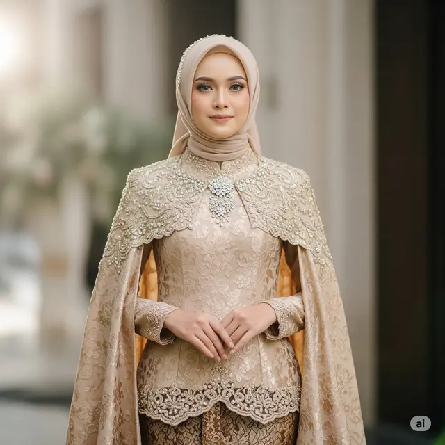 Model Baju Gamis Brokat untuk Akad Nikah. Foto: Gemini