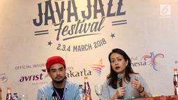 Direktur Java Festi¬val Production Dewi Gontha menyampaikan keterangan pers seputar Java Jazz Festival 2018 di Jakarta, Rabu (28/2). Java Jazz 2018 akan menampilkan musisi dalam dan luar negeri. (Liputan6.com/Immanuel Antonius)